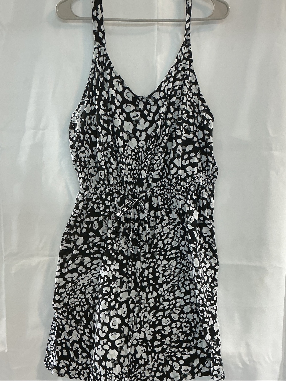 west loop Black & White Leopard-Print Midi Slip Dress